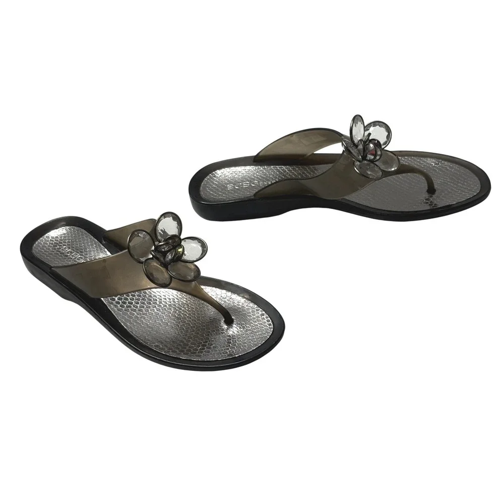 BCBGGeneration BG Magnolia Jelly‎ Flip Flops 8 3D Floral Accent